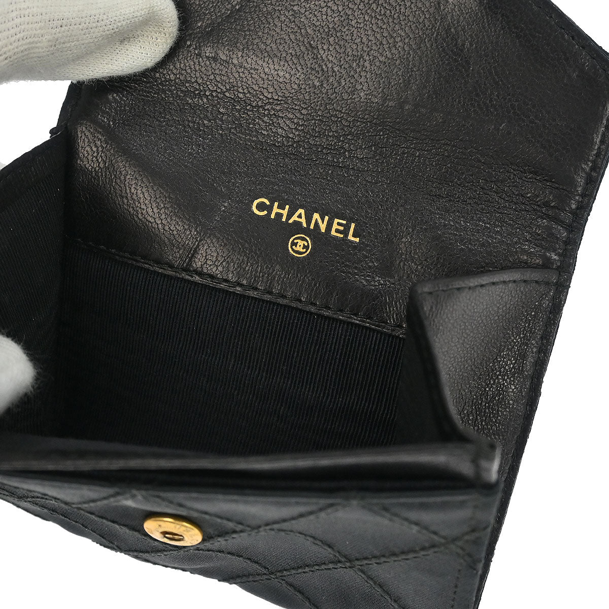 Chanel 1986-1988 Black Satin Bicolore Coin Purse Wallet - Image 5