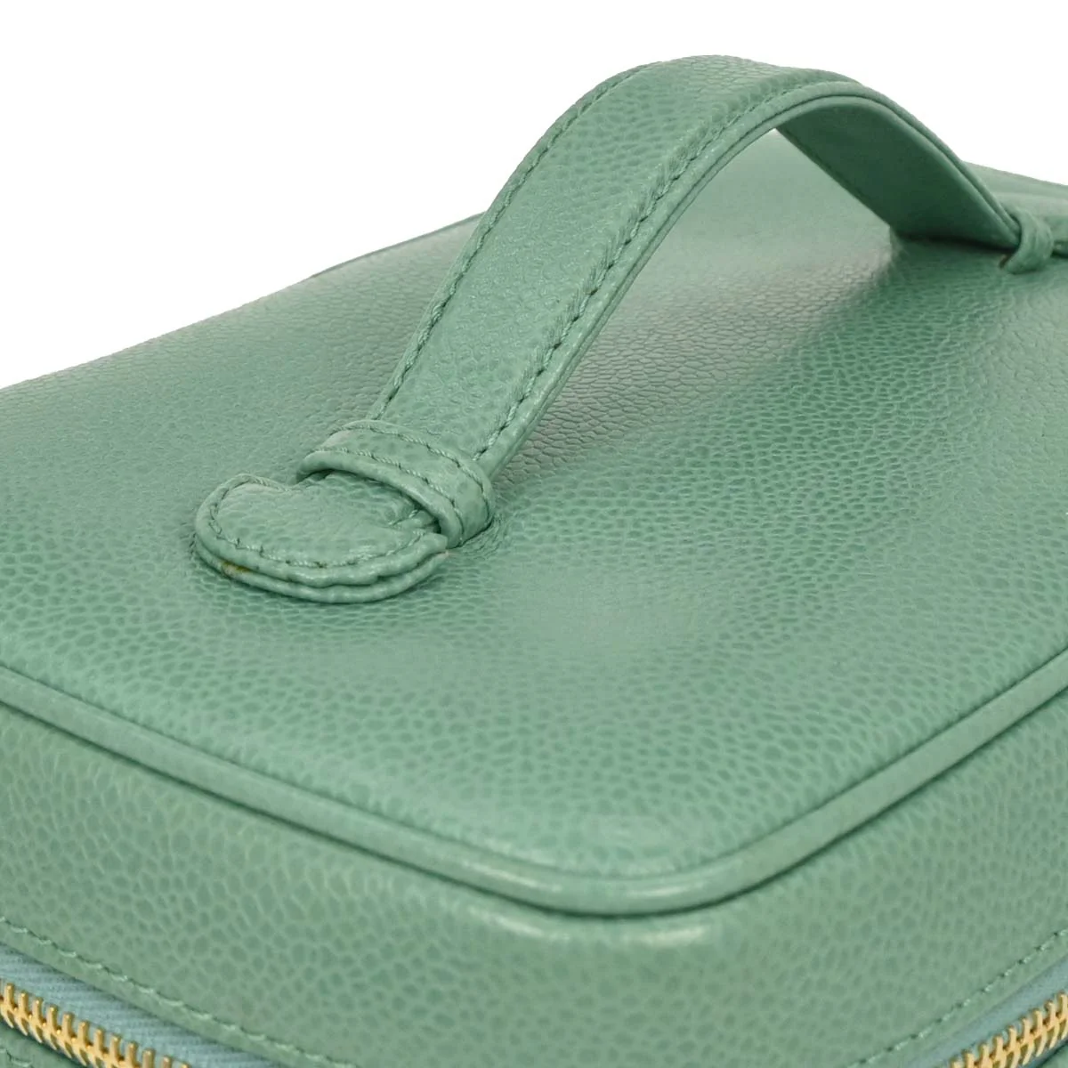Chanel 1997-1999 Green Caviar Vanity Handbag - Image 3