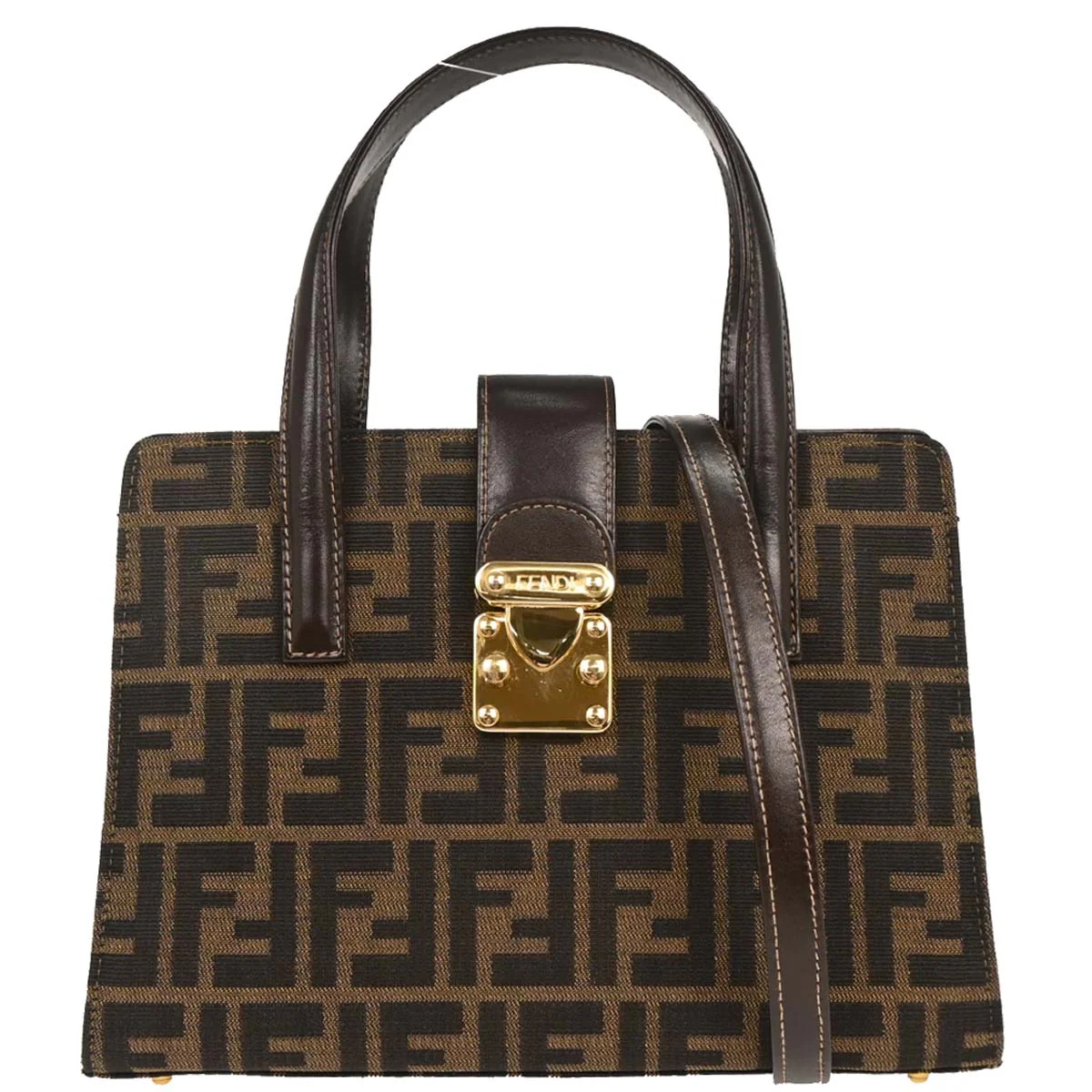 Fendi Brown Zucca 2way Shoulder Tote Handbag