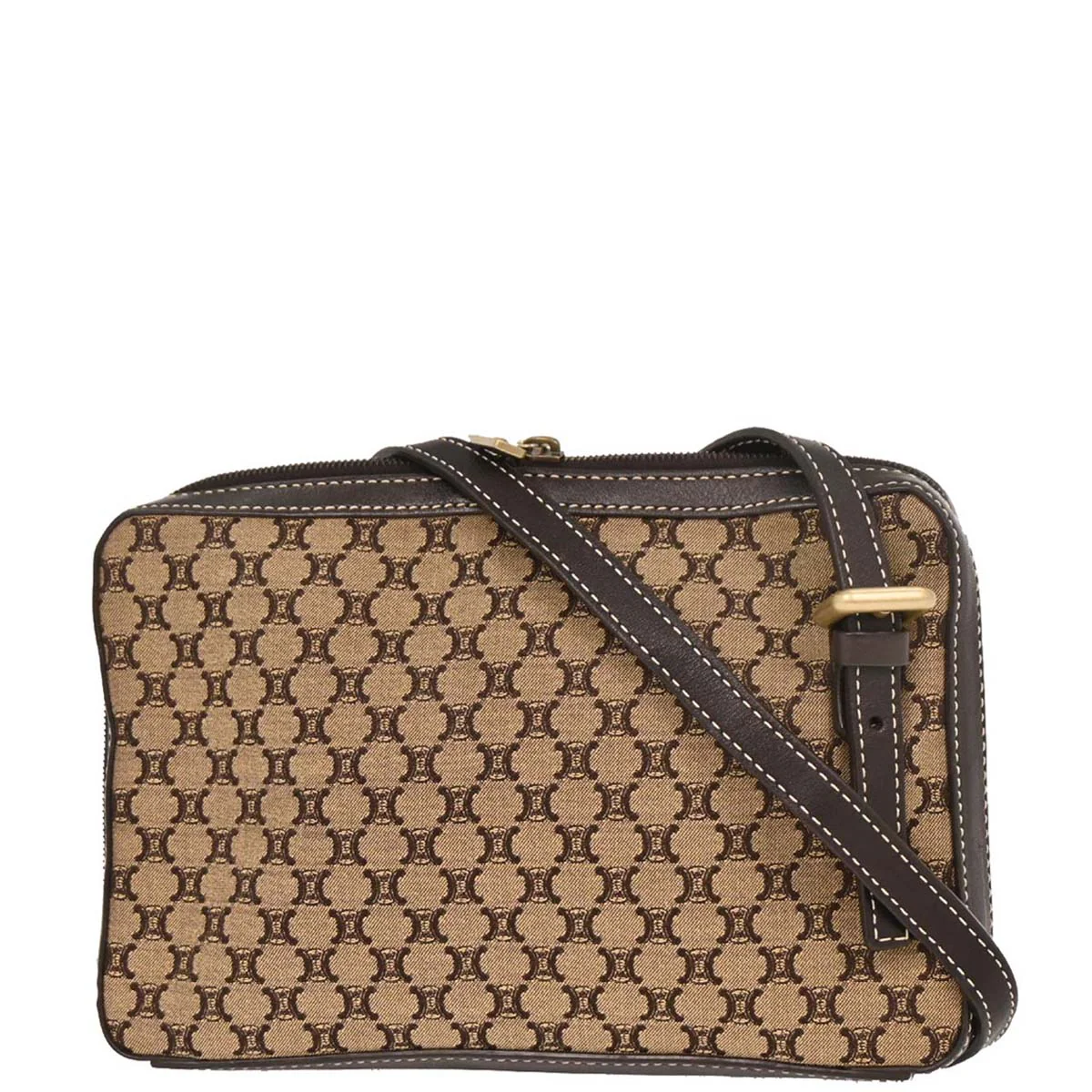 Celine Beige Canvas Macadam Shoulder Bag - Image 2