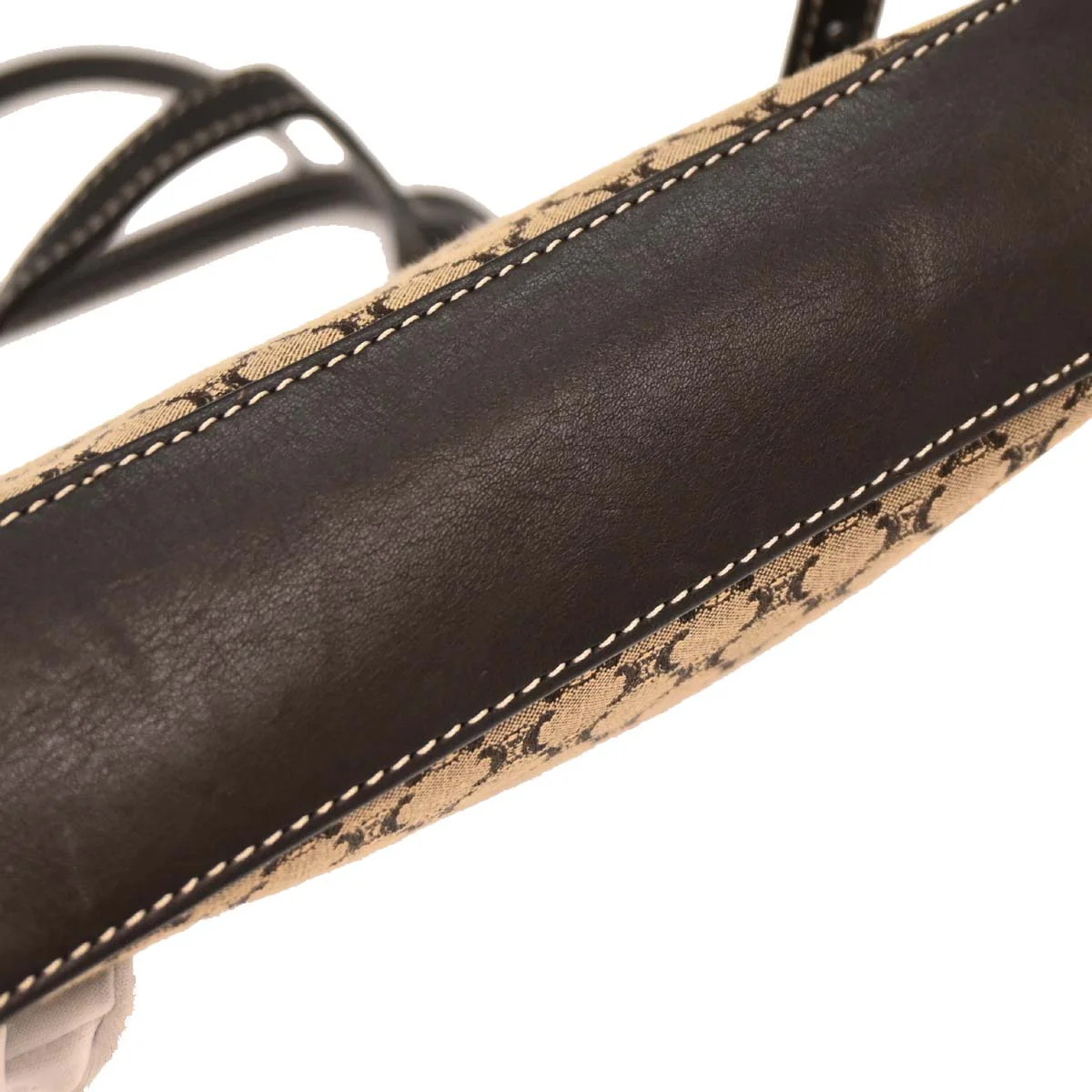Celine Beige Canvas Macadam Shoulder Bag - Image 4