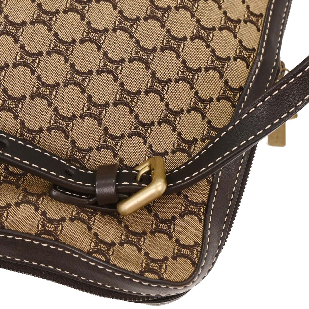 Celine Beige Canvas Macadam Shoulder Bag - Image 6