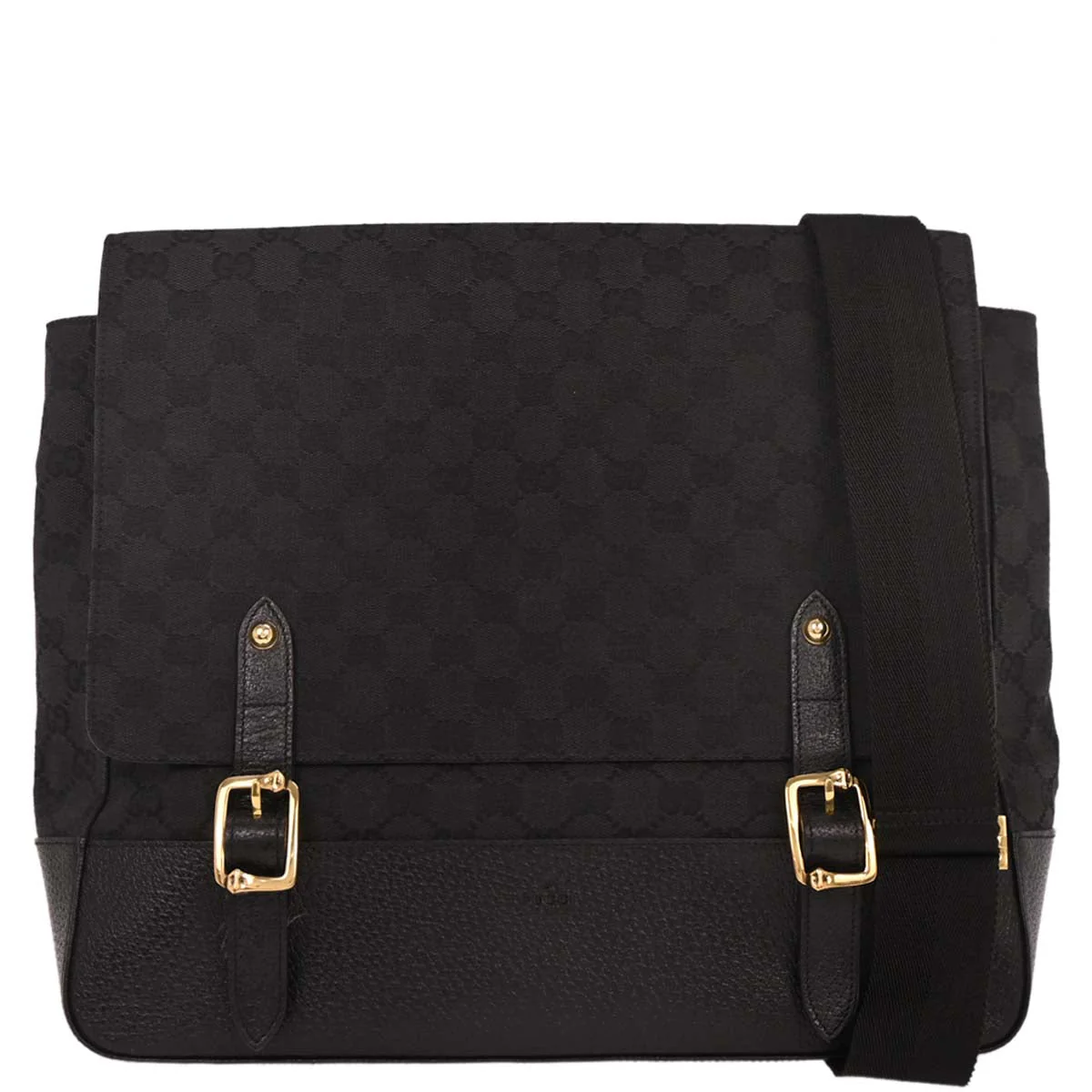 Gucci Black Canvas GG Messenger Shoulder Bag
