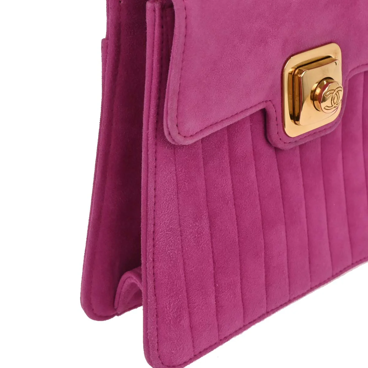 Chanel 1991-1994 Pink Suede Mademoiselle Top Handle Handbag - Image 3