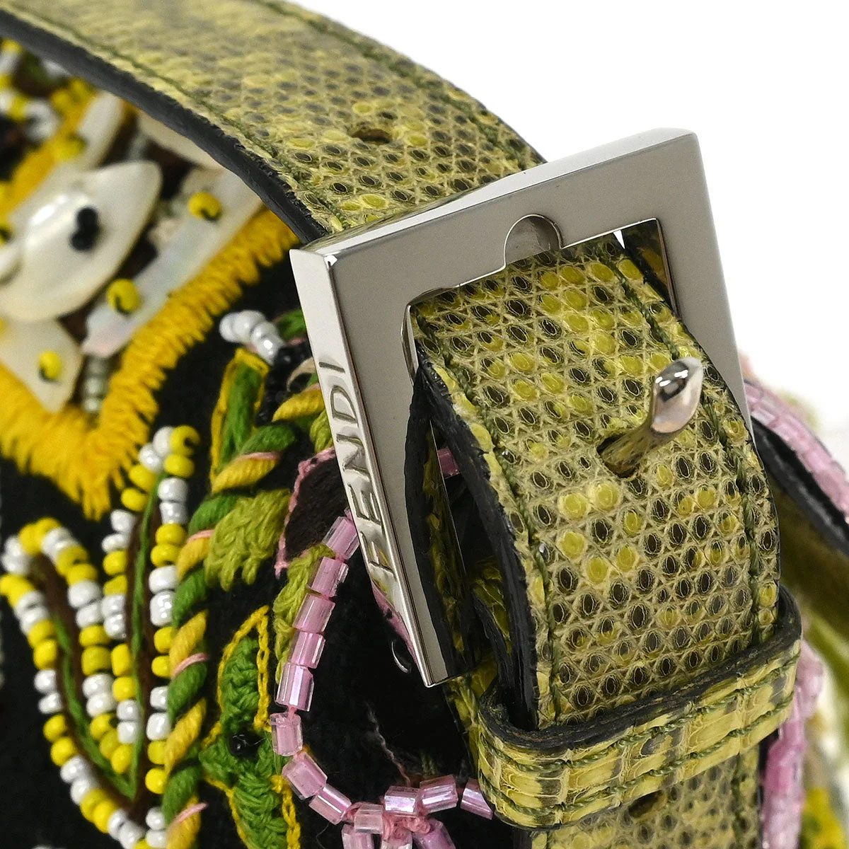 Fendi * Multicolor Embroidered Baguette Handbag - Image 6