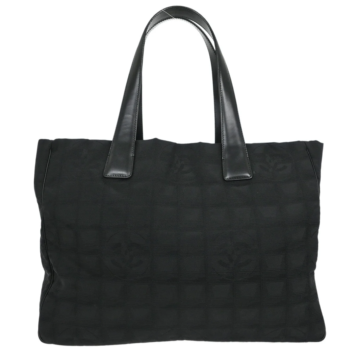 Chanel 2005-2006 Black Jacquard Nylon New Travel Line Tote Handbag