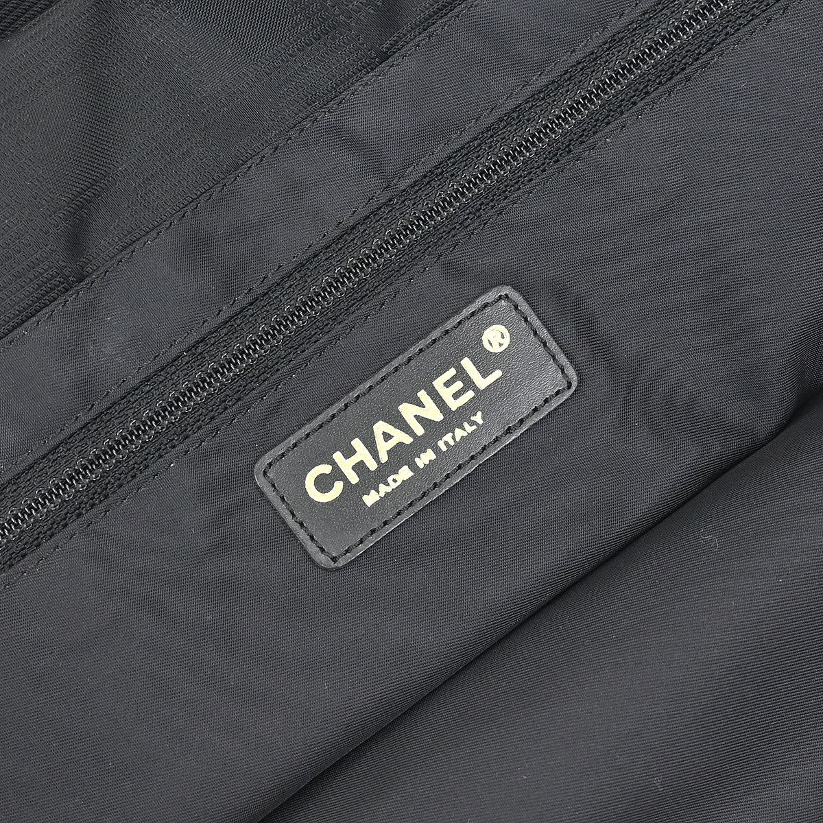 Chanel 2005-2006 Black Jacquard Nylon New Travel Line Tote Handbag - Image 8