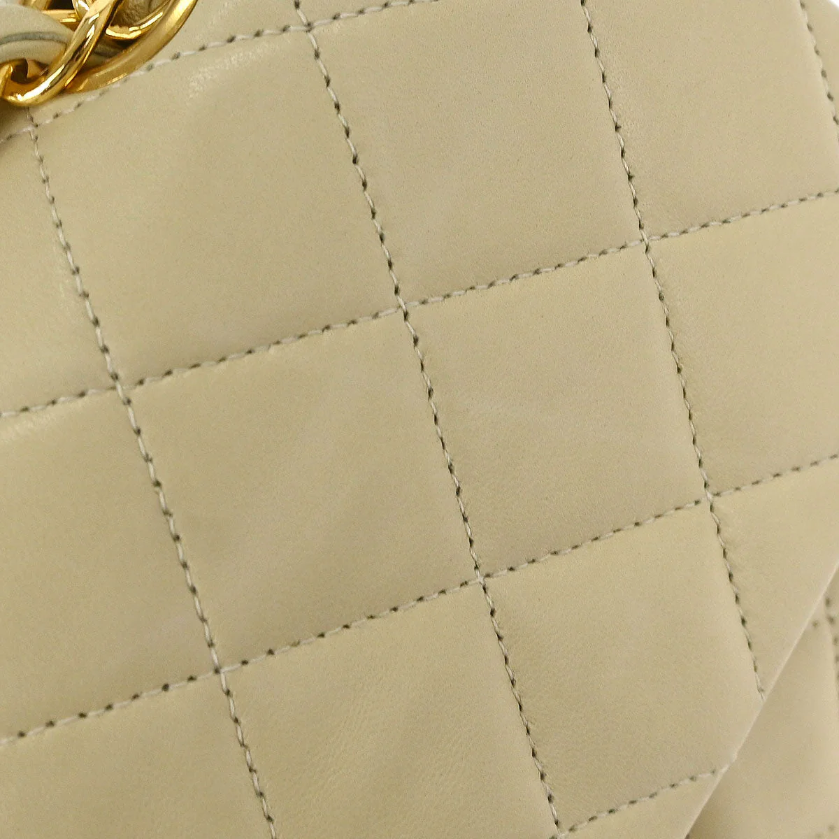Chanel Off-white Lambskin Small Classic Double Flap Shoulder Bag - Image 10