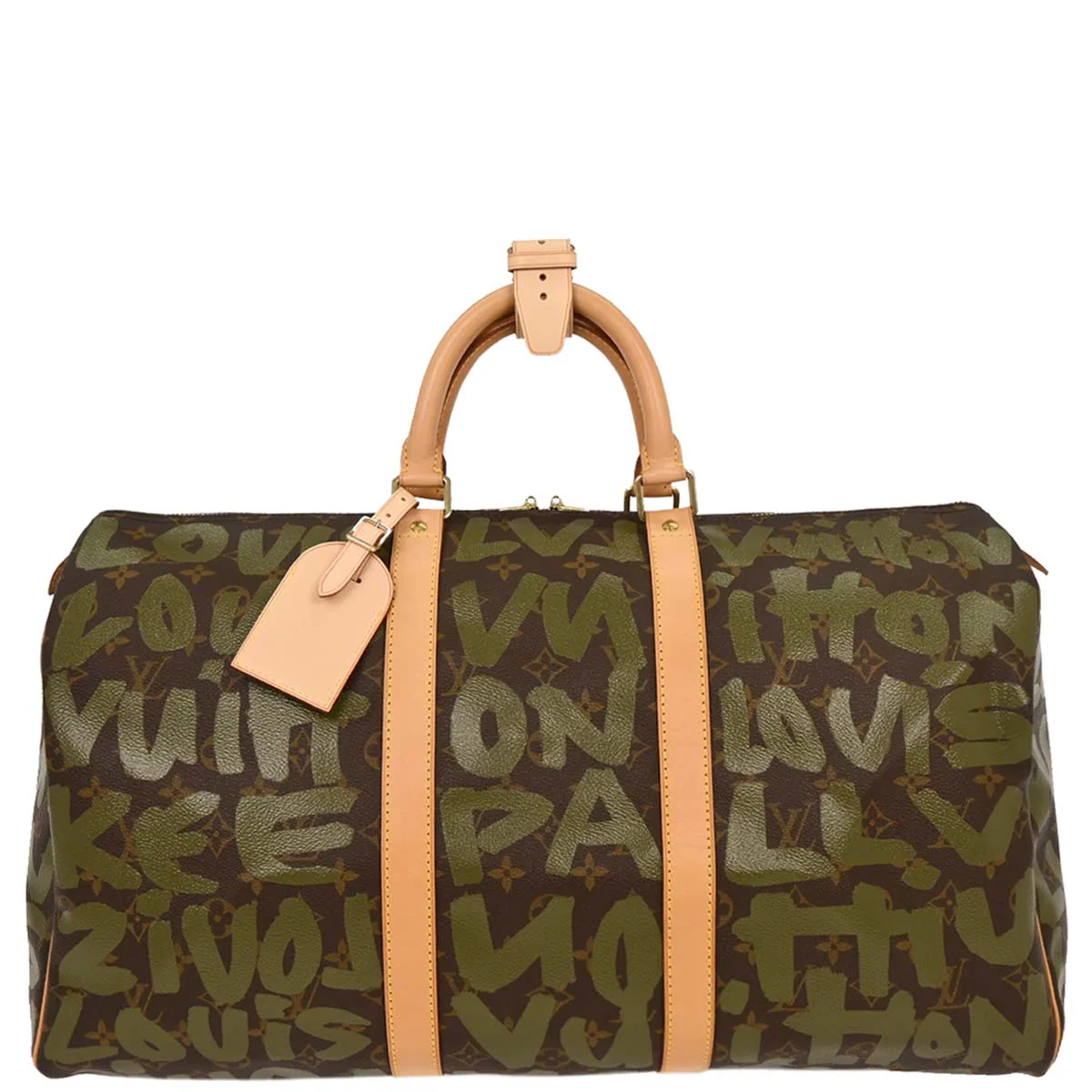 Louis Vuitton Khaki Monogram Graffiti Keepall 50 Duffle Bag M92196