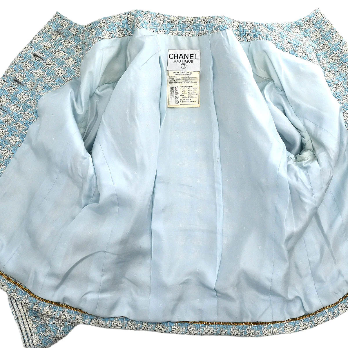 Chanel Single Breasted Jacket Light Blue #42 - Image 8