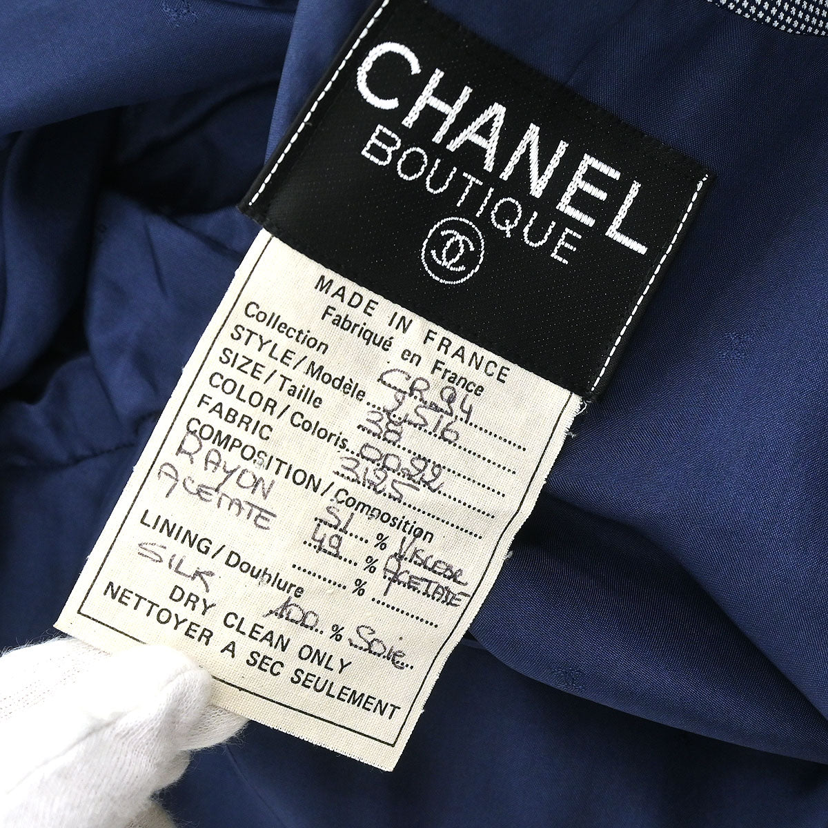 Chanel Single Breasted Jacket Navy #38 - Image 7