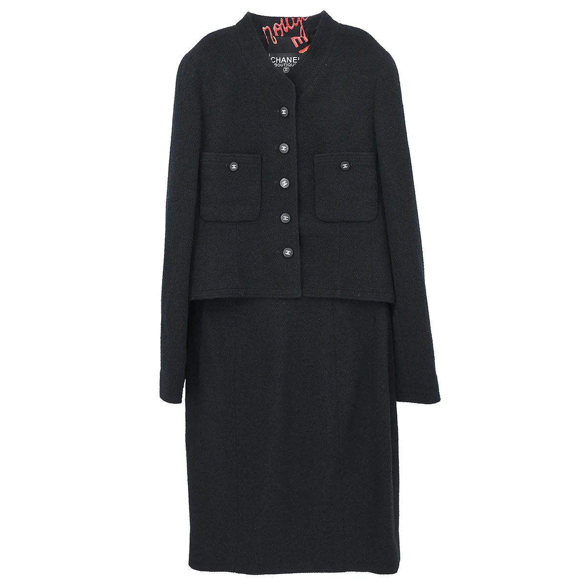 Chanel Setup Suit Jacket Skirt Black #38