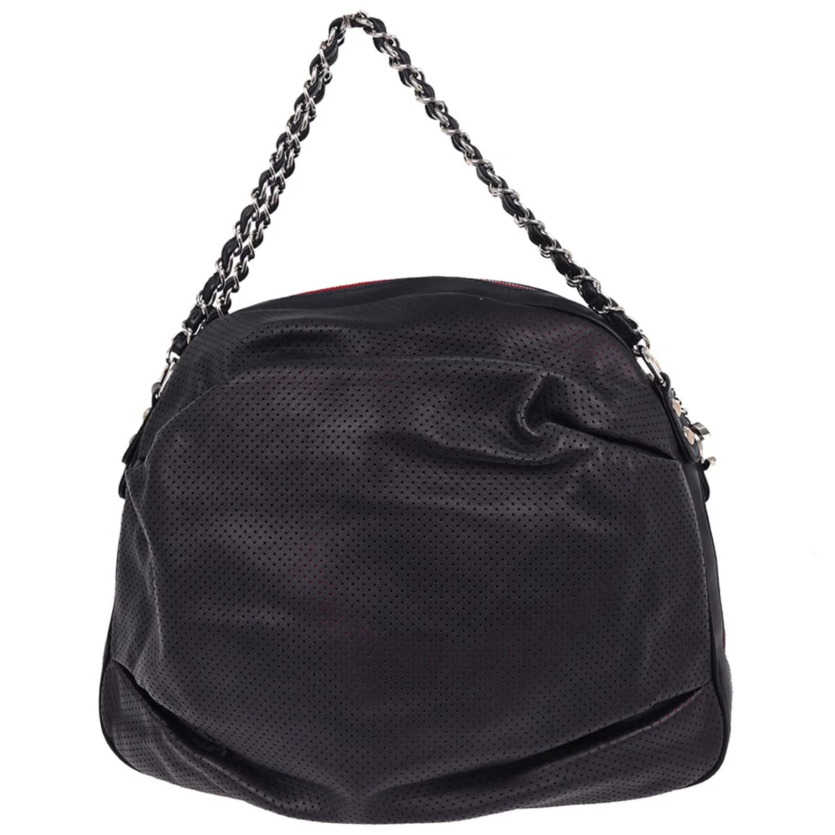 Chanel 2008-2009 Navy Perforated Lambskin Baseball Spirit Ligne Hobo Handbag - Image 2