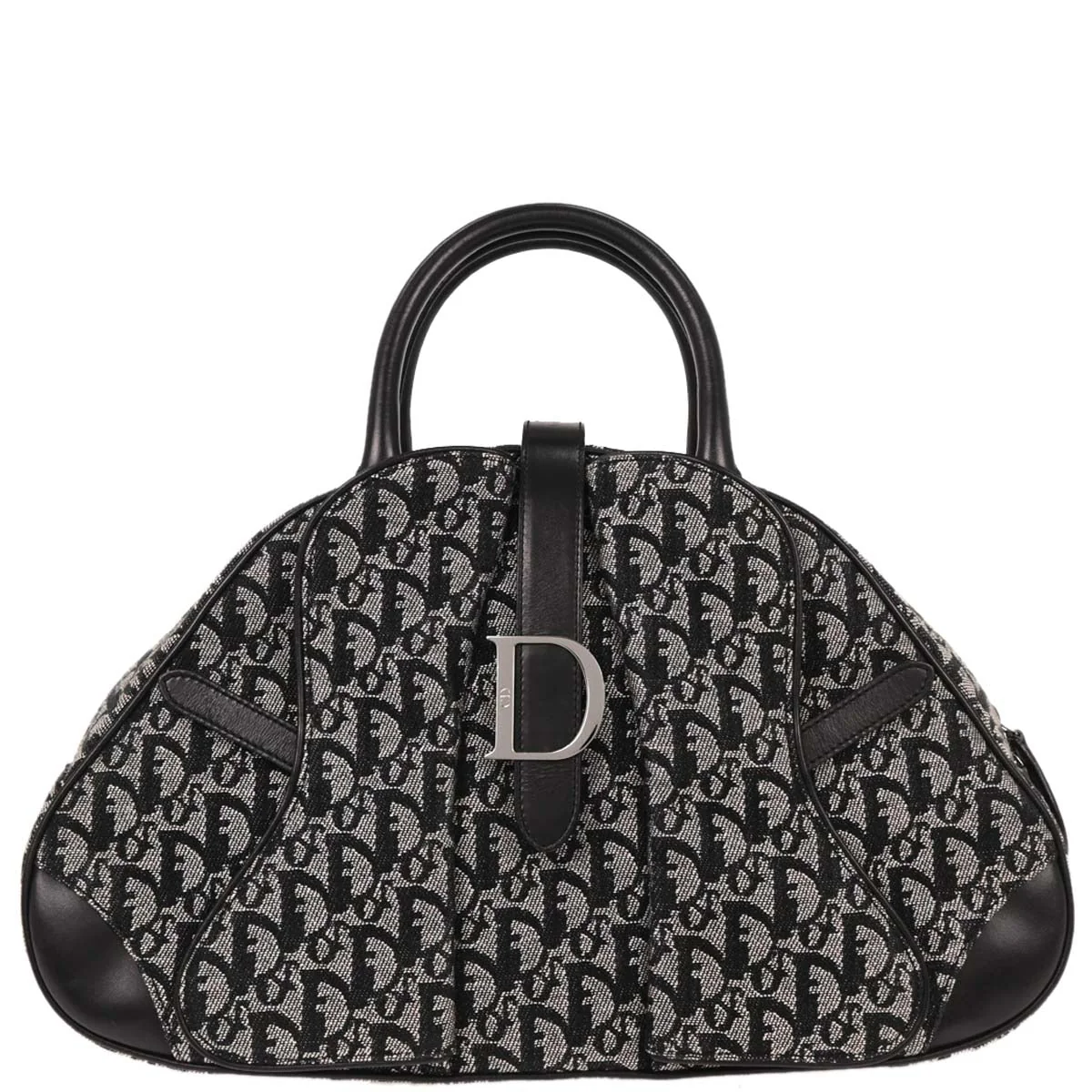 Christian Dior 2002 Black Double Saddle Trotter Handbag
