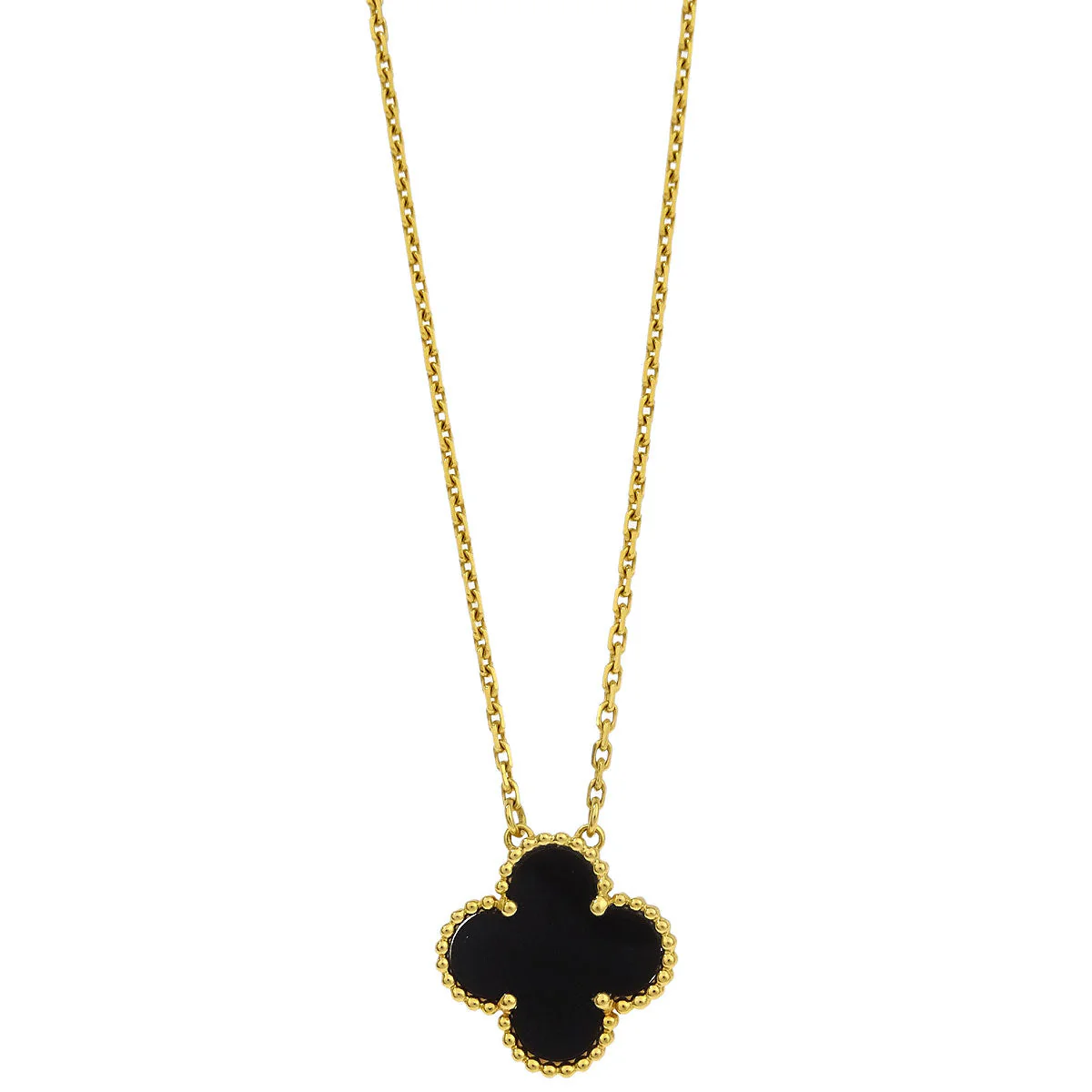 Van Cleef & Arpels Vintage Alhambra Pendant Necklace Au750 Onyx