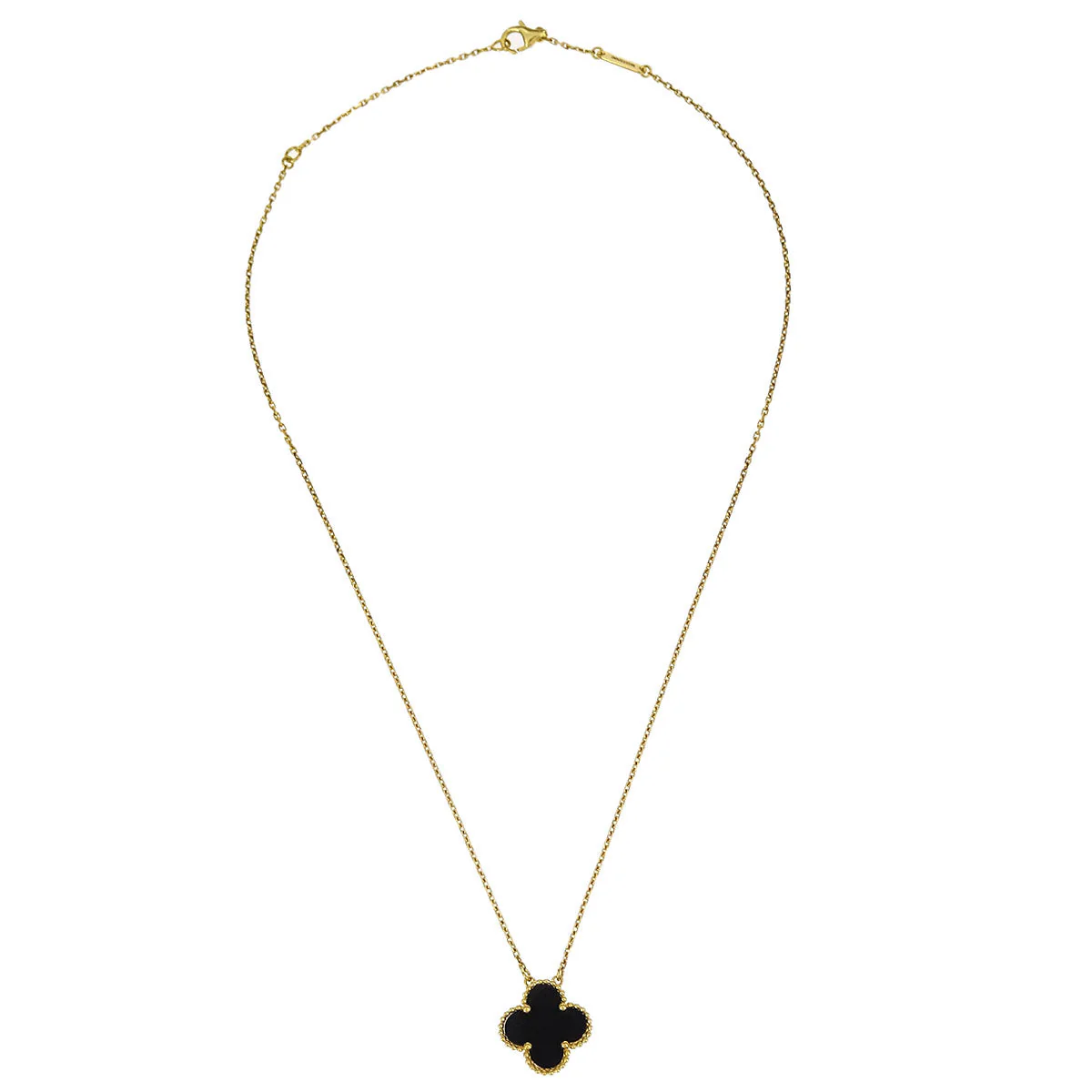 Van Cleef & Arpels Vintage Alhambra Pendant Necklace Au750 Onyx - Image 2