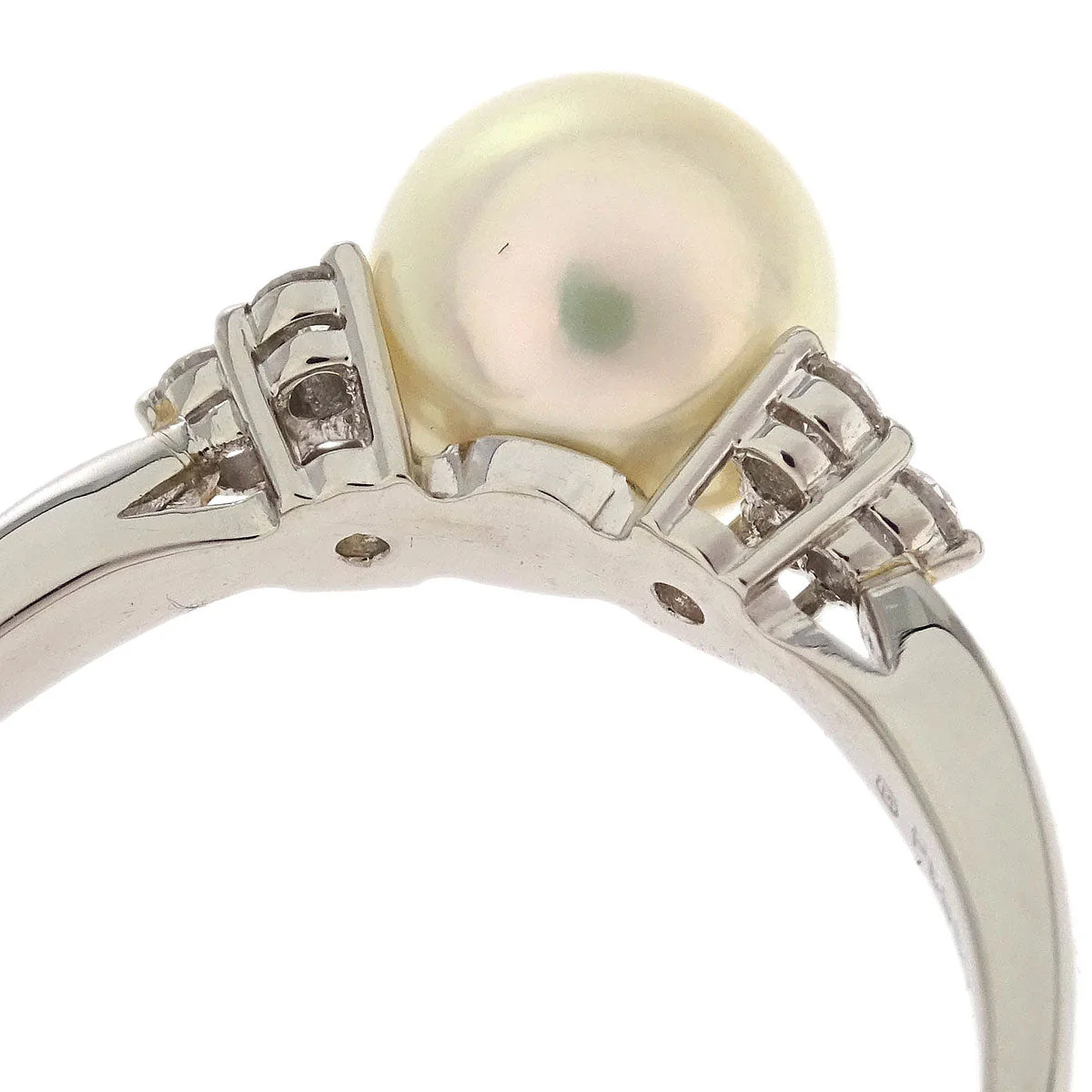 Mikimoto Ring Pt950 Genuine Pearl Silver #61 - Image 3
