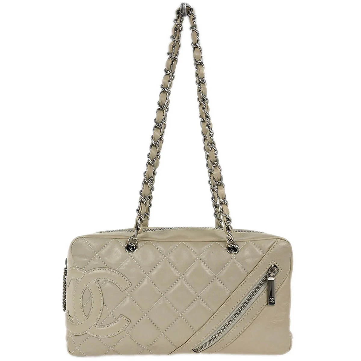 Chanel 2006-2008 Off-white Calfskin Cambon Ligne Shoulder Bag
