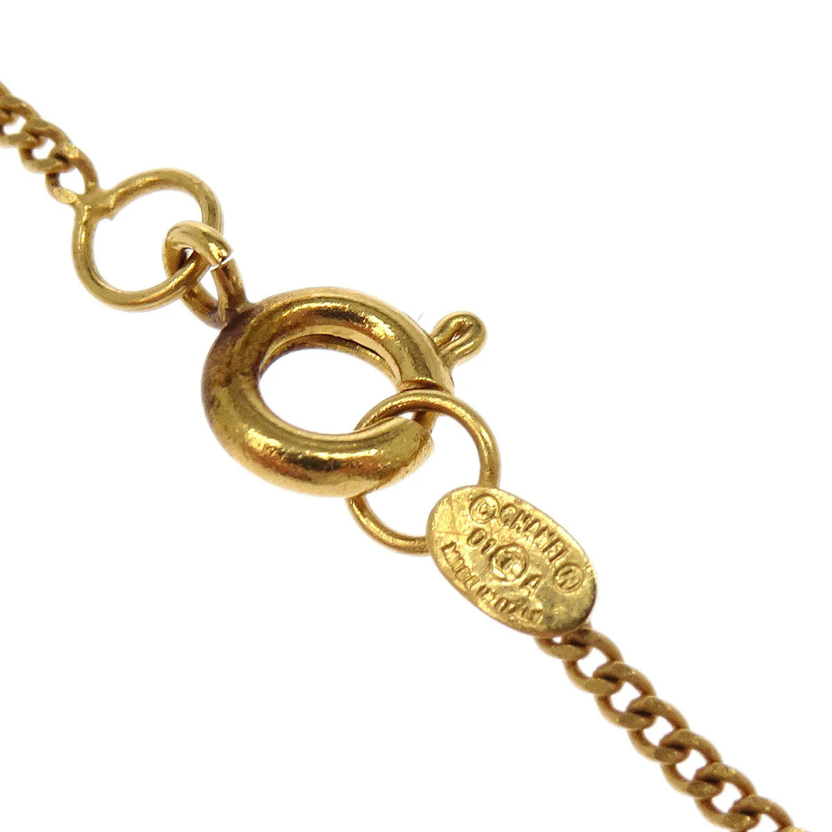 Chanel CC Chain Necklace Pendant Gold Black 01A - Image 4