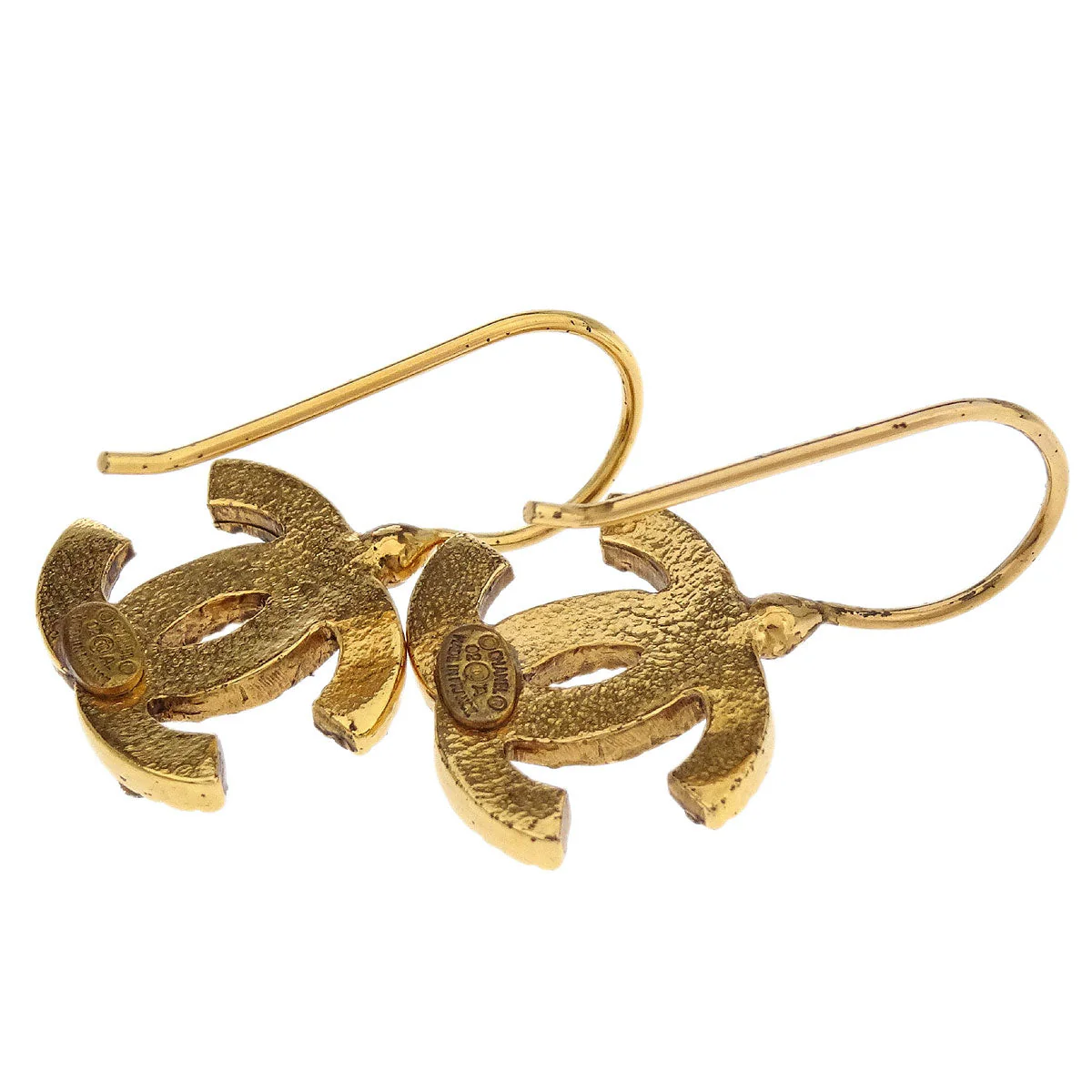 Chanel CC Piercing Earrings Gold Rhinestone 02A - Image 3