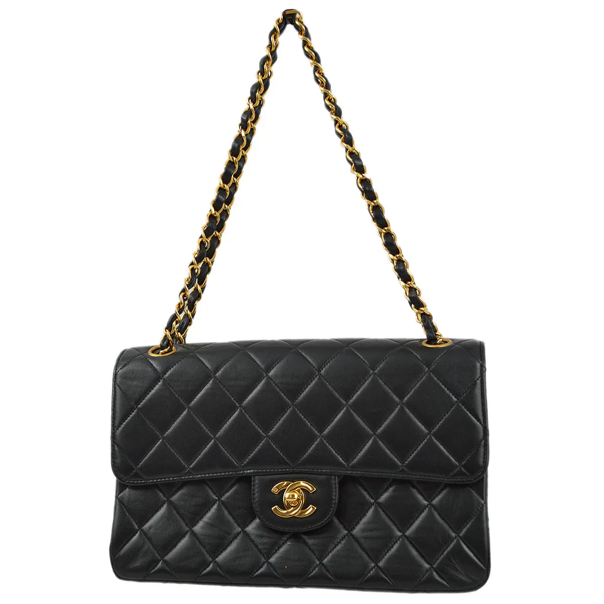 Chanel 1994-1996 Black Lambskin Medium Double Sided Classic Flap Bag - Image 2