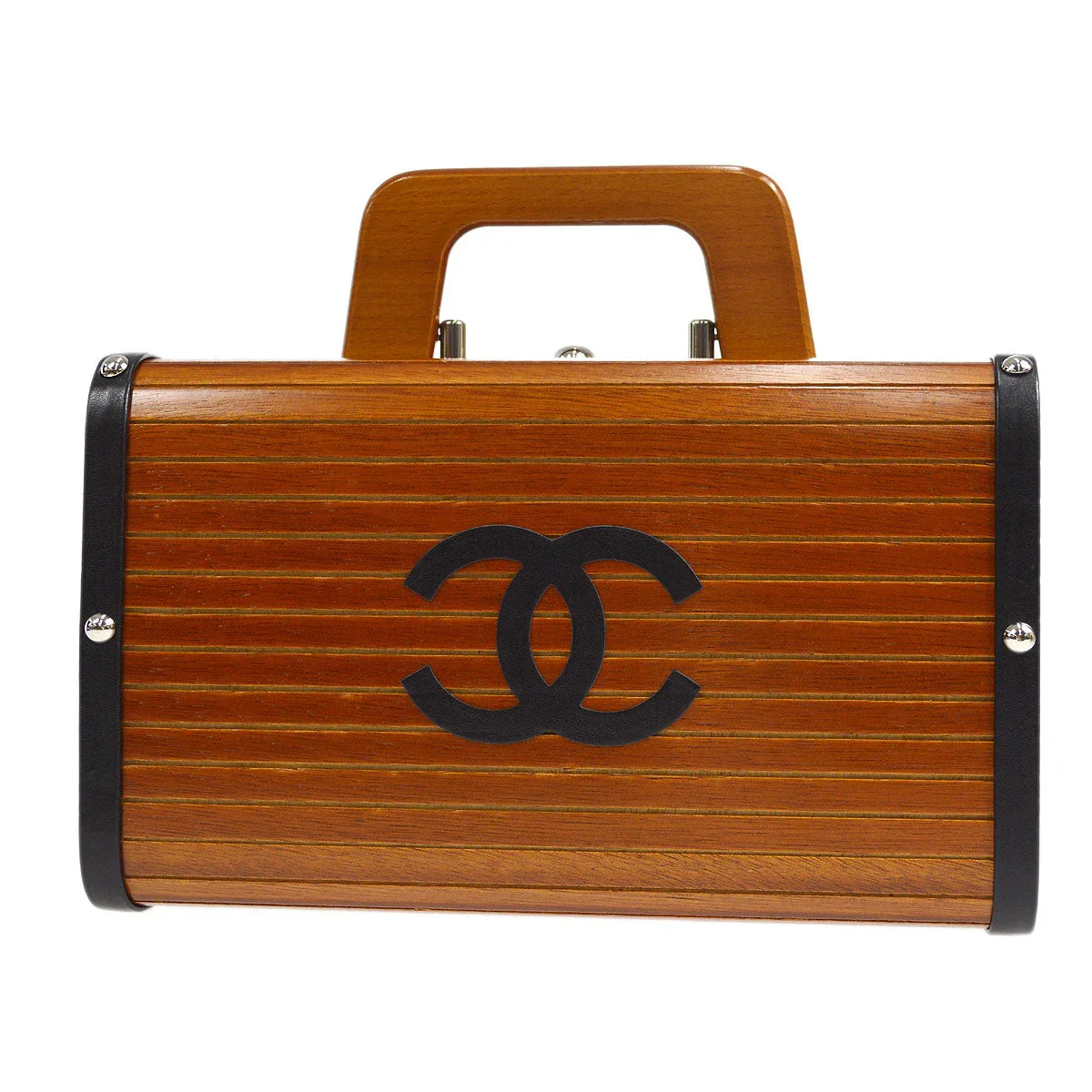 CHANEL Cosmetic Vanity Handbag Box Brown Wooden - Image 2