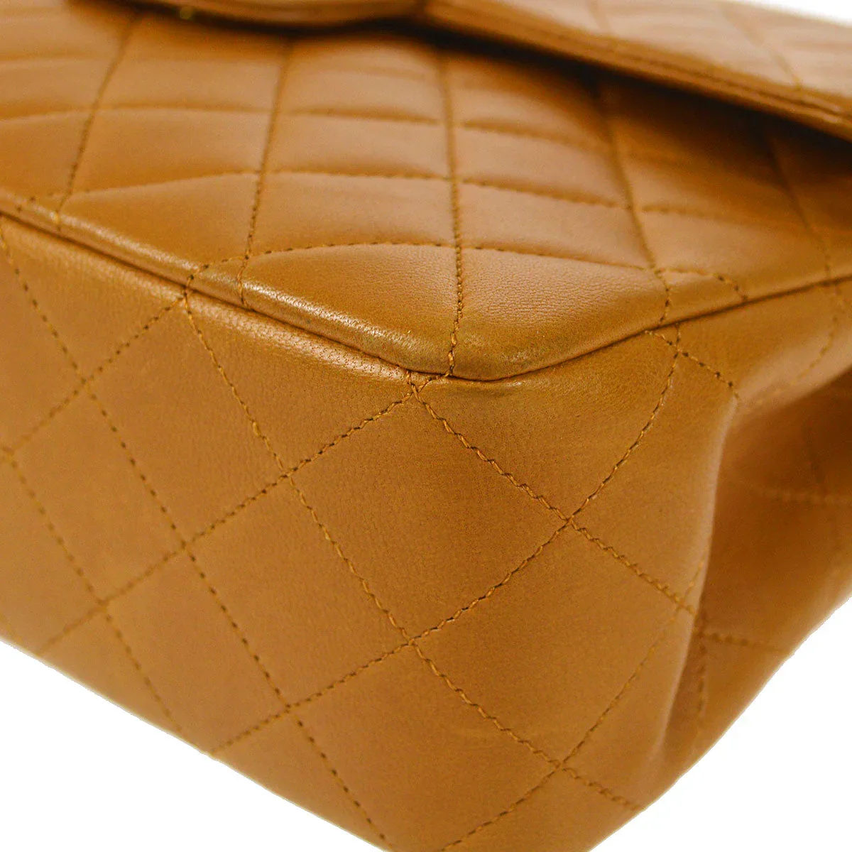 Chanel 1989-1991 Tall Classic Double Flap Medium Camel Lambskin - Image 3