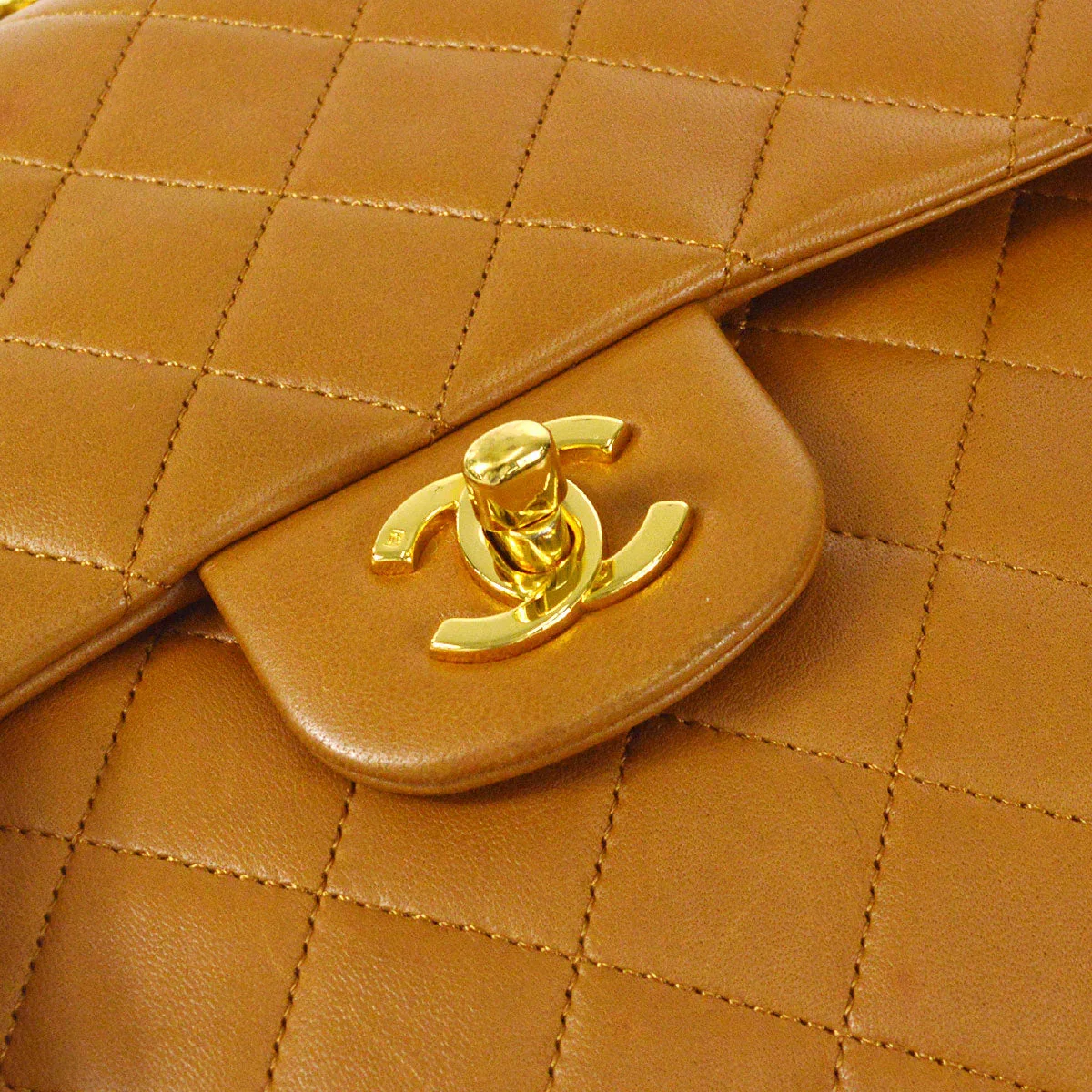Chanel 1989-1991 Tall Classic Double Flap Medium Camel Lambskin - Image 5