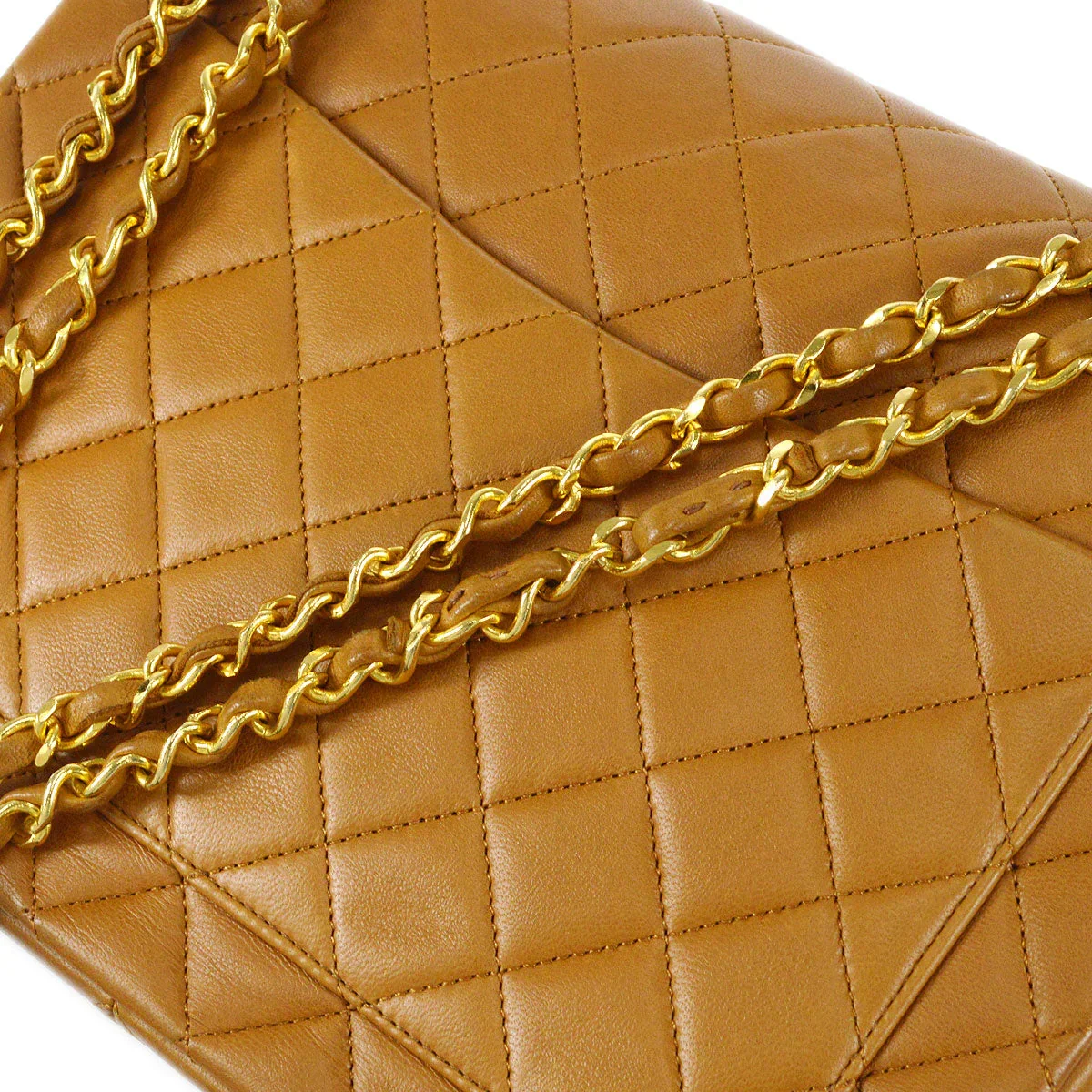 Chanel 1989-1991 Tall Classic Double Flap Medium Camel Lambskin - Image 6