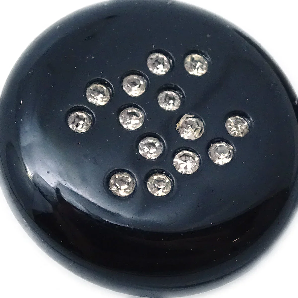 Chanel Button Pierced Earrings Rhinestone Black 00A - Image 2