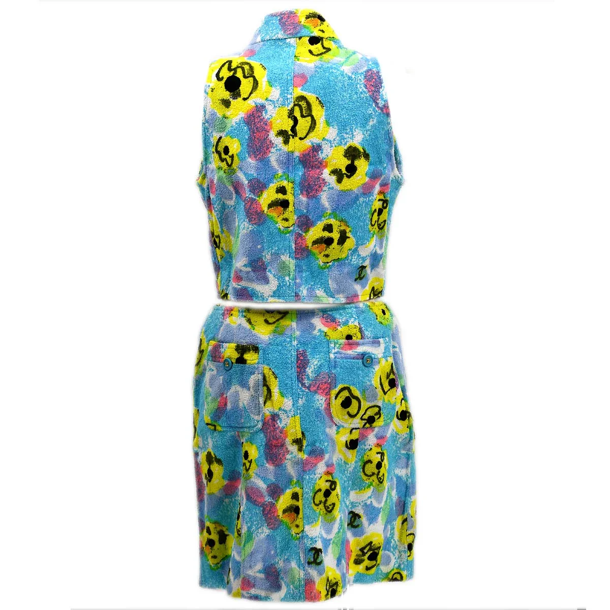 Chanel Setup Sleeveless Vest Jacket Skirt Blue 97P #40 - Image 2