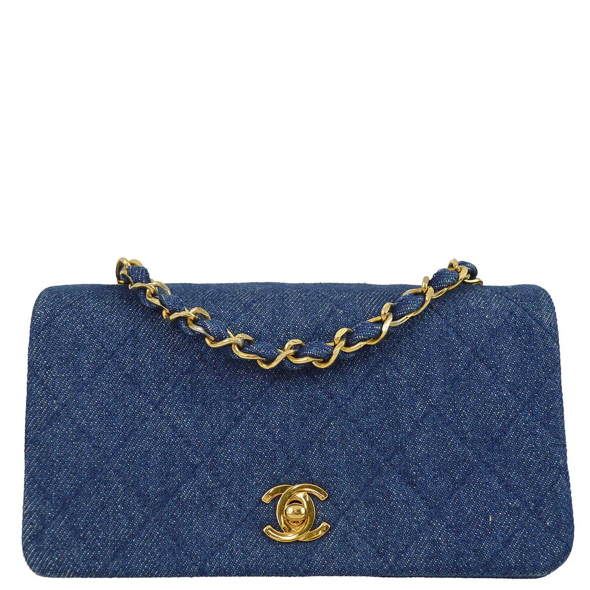Chanel * 1989-1991 Denim Turnlock Mini Full Flap Bag