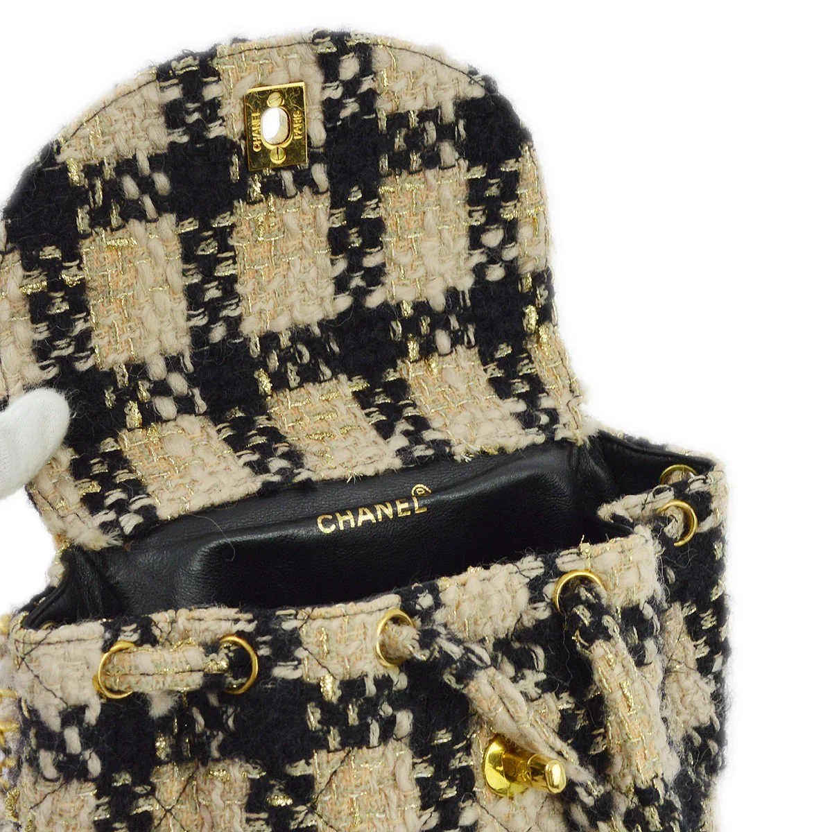 Chanel Beige Black Tweed Duma Backpack Large - Image 8
