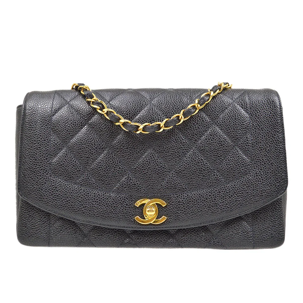 CHANEL 1994-1996 Black Caviar Diana Medium