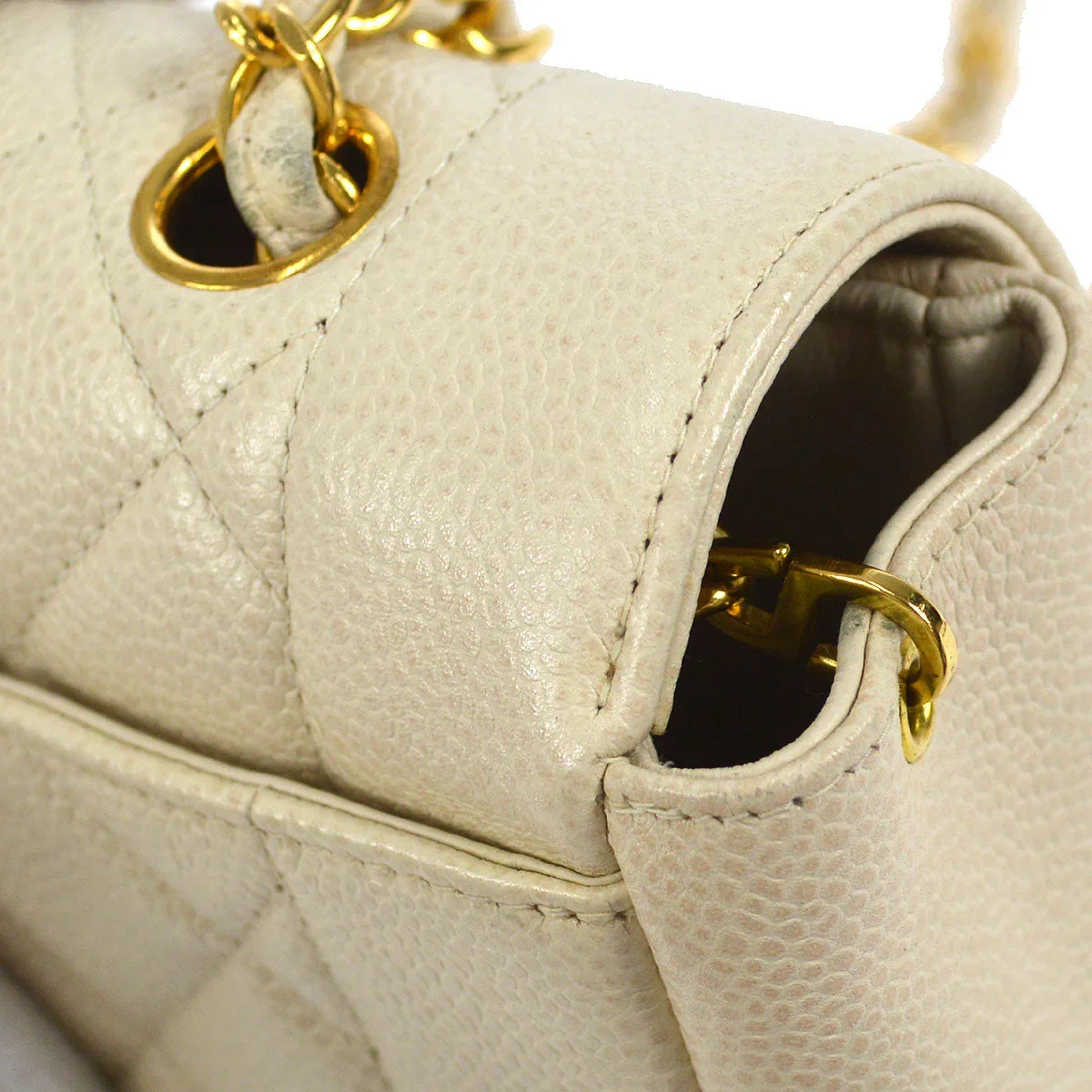 CHANEL * 1996-1997 Tall Diana Flap Medium Ivory Caviar - Image 4