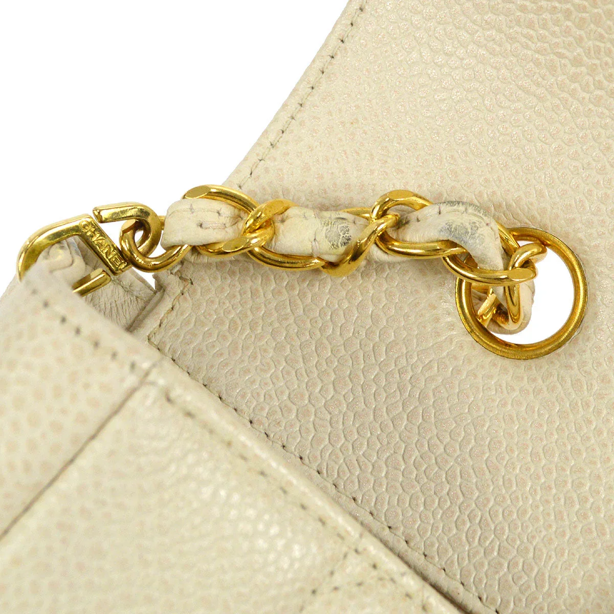CHANEL * 1996-1997 Tall Diana Flap Medium Ivory Caviar - Image 8