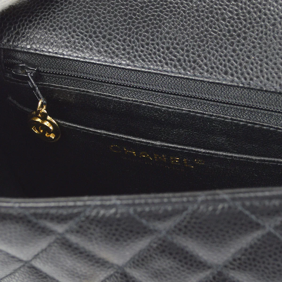 CHANEL Classic Flap Mini Square Chain Shoulder Bag Black Caviar - Image 9