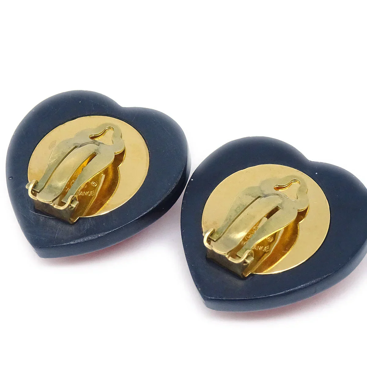 CHANEL Heart Earrings Rhinestone Clip-On 95P - Image 3