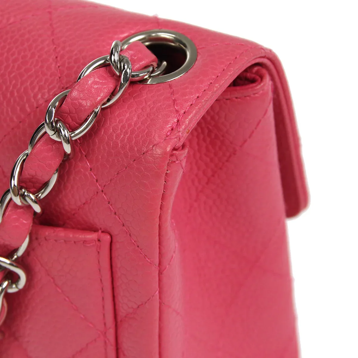 CHANEL * 2006-2008 Classic Square Flap Mini 17 SHW Pink Caviar - Image 4