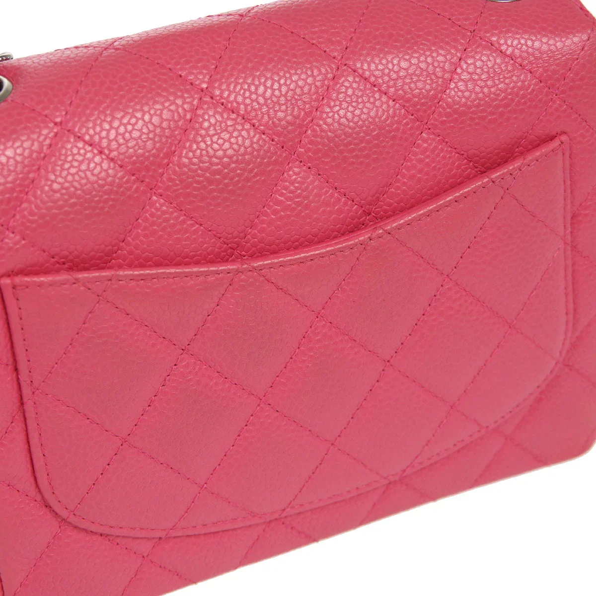 CHANEL * 2006-2008 Classic Square Flap Mini 17 SHW Pink Caviar - Image 5