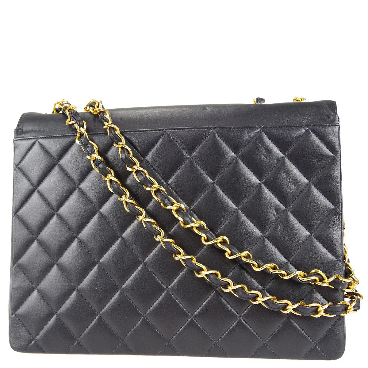 Chanel * 1991-1994 Black Lambskin Maxi Straight CC Flap - Image 2