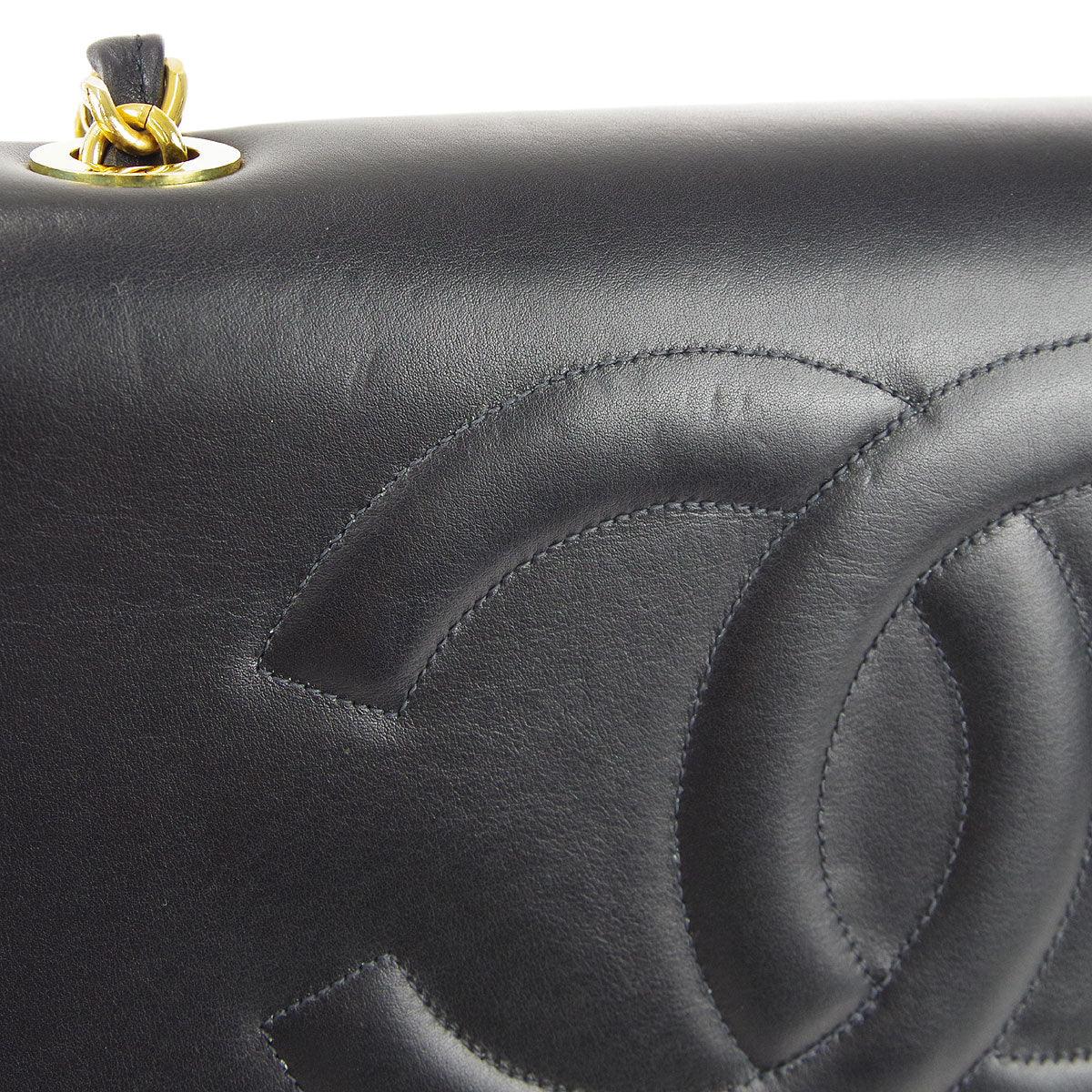 Chanel * 1991-1994 Black Lambskin Maxi Straight CC Flap - Image 6