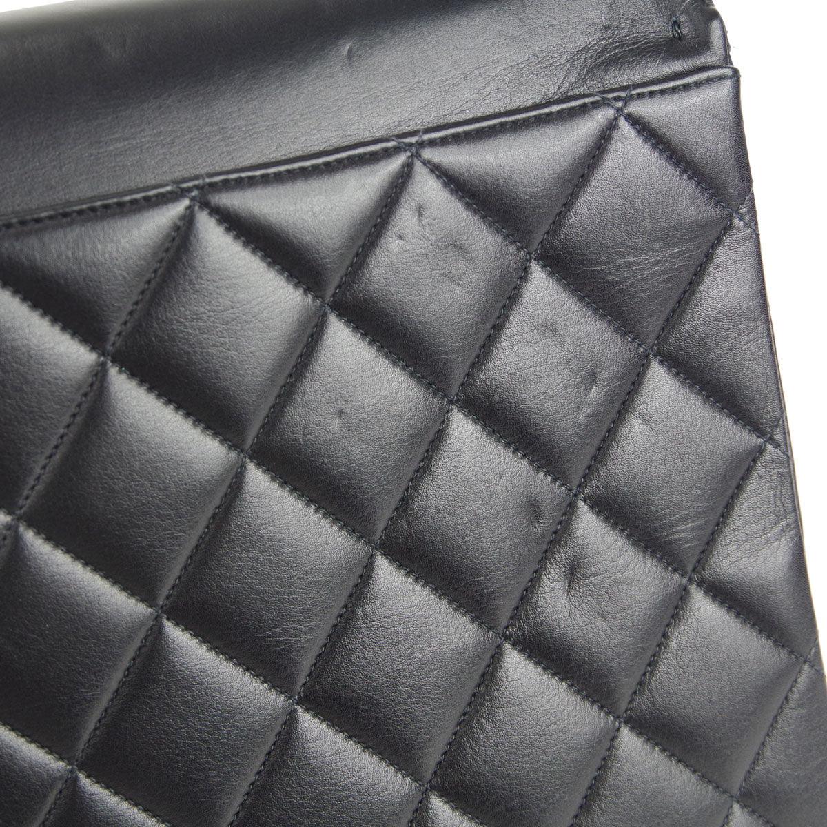Chanel * 1991-1994 Black Lambskin Maxi Straight CC Flap - Image 8