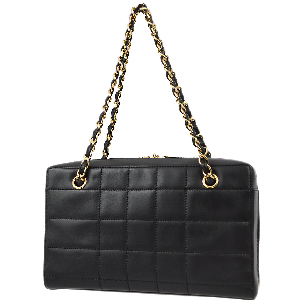 Chanel 2001-2003 Black Lambskin Choco Bar Chain Tote - Image 2