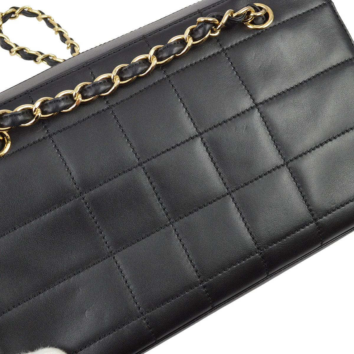 Chanel 2001-2003 Black Lambskin Choco Bar Chain Tote - Image 7