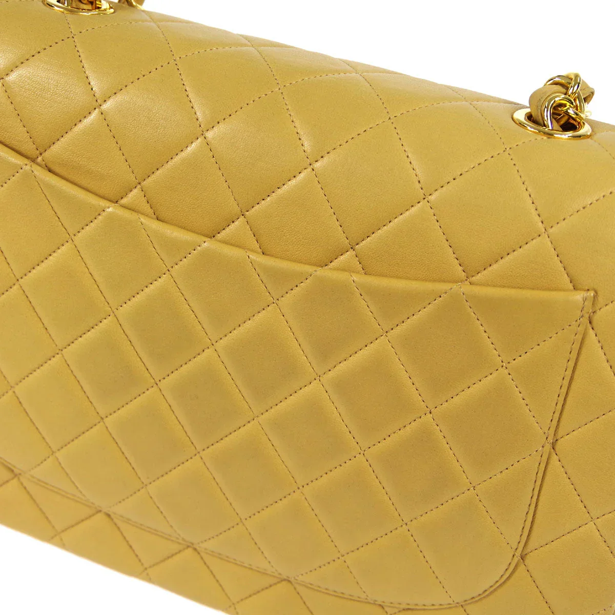 Chanel 1994-1996 * Beige Lambskin Jumbo Classic Flap Shoulder Bag - Image 5