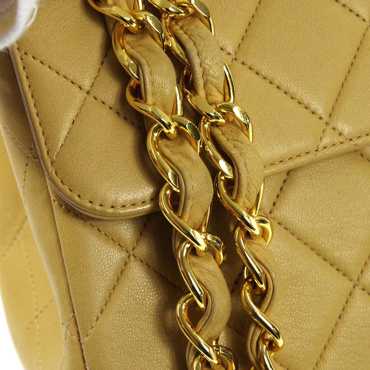 Chanel 1994-1996 * Beige Lambskin Jumbo Classic Flap Shoulder Bag - Image 7