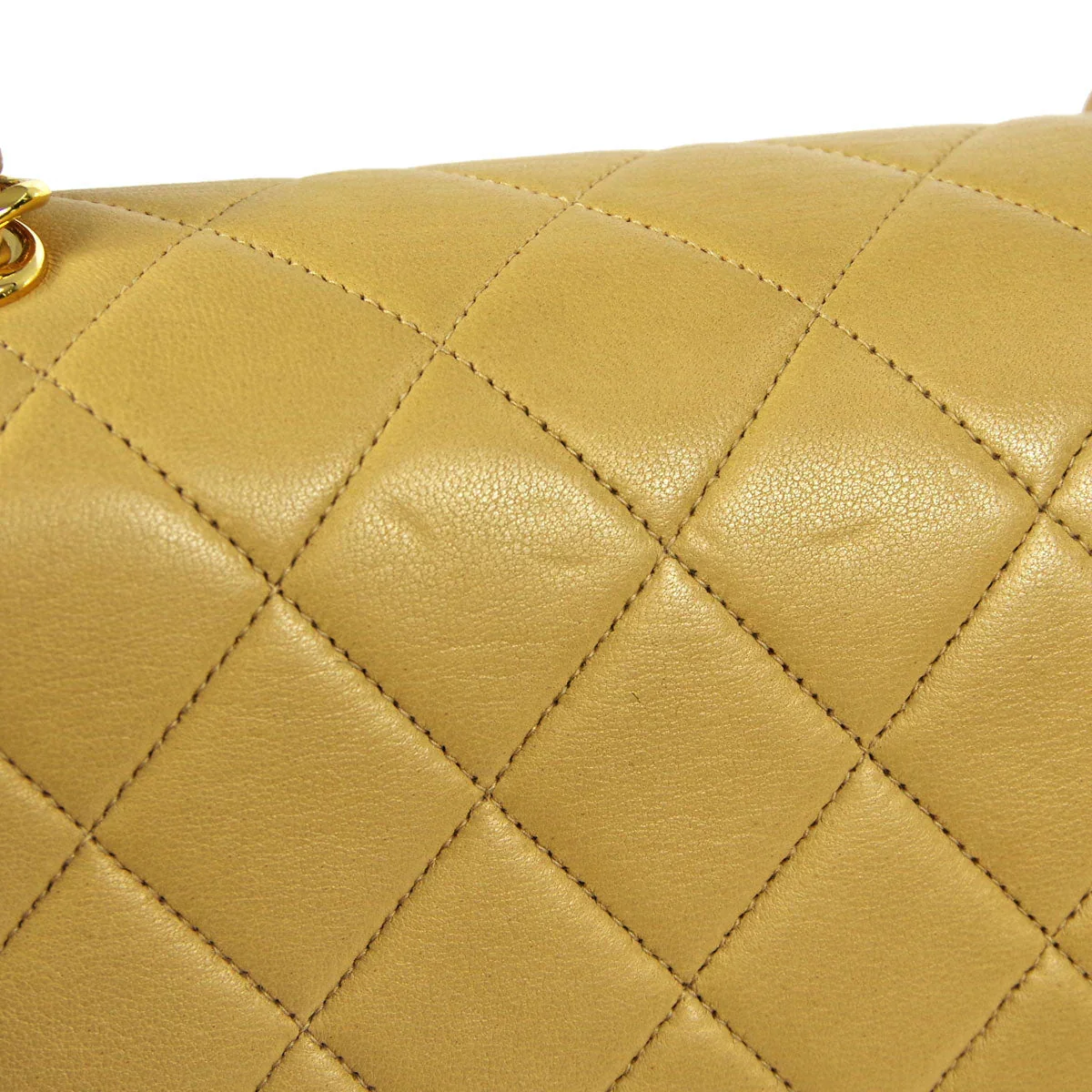 Chanel 1994-1996 * Beige Lambskin Jumbo Classic Flap Shoulder Bag - Image 8