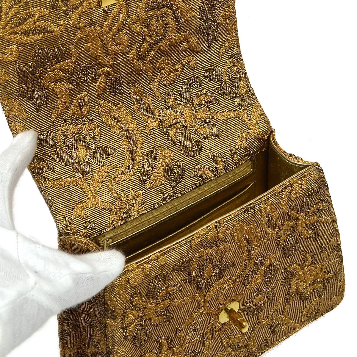 CHANEL * 1997-1999 Floral Jacquard Handbag - Image 7