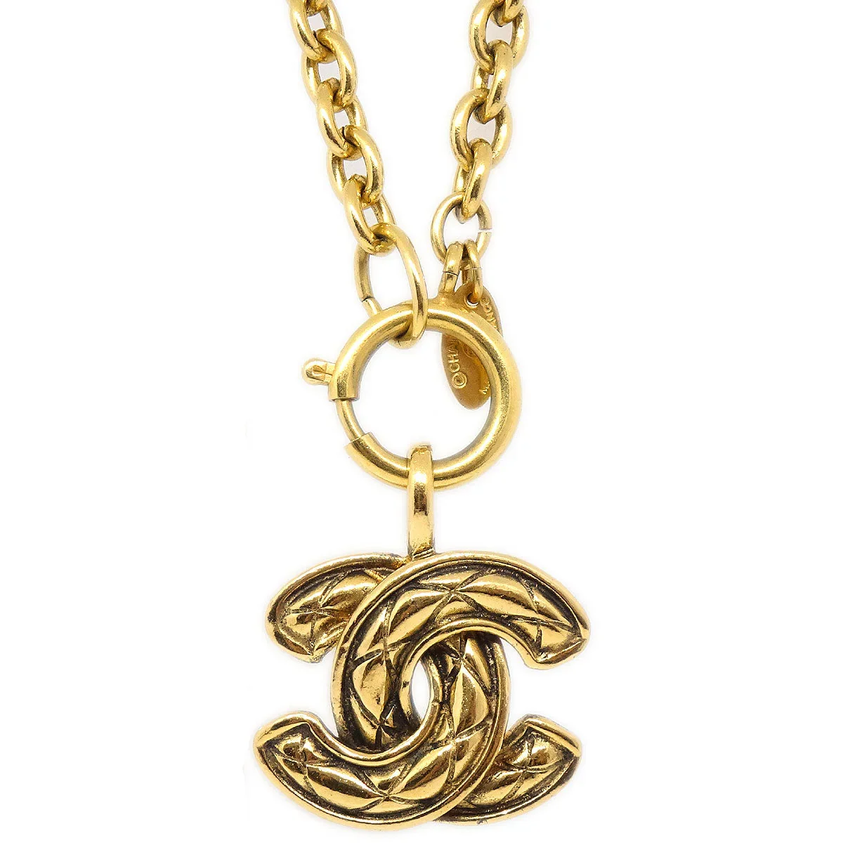 CHANEL Quilted CC Gold Chain Pendant Necklace 3857 - Image 2
